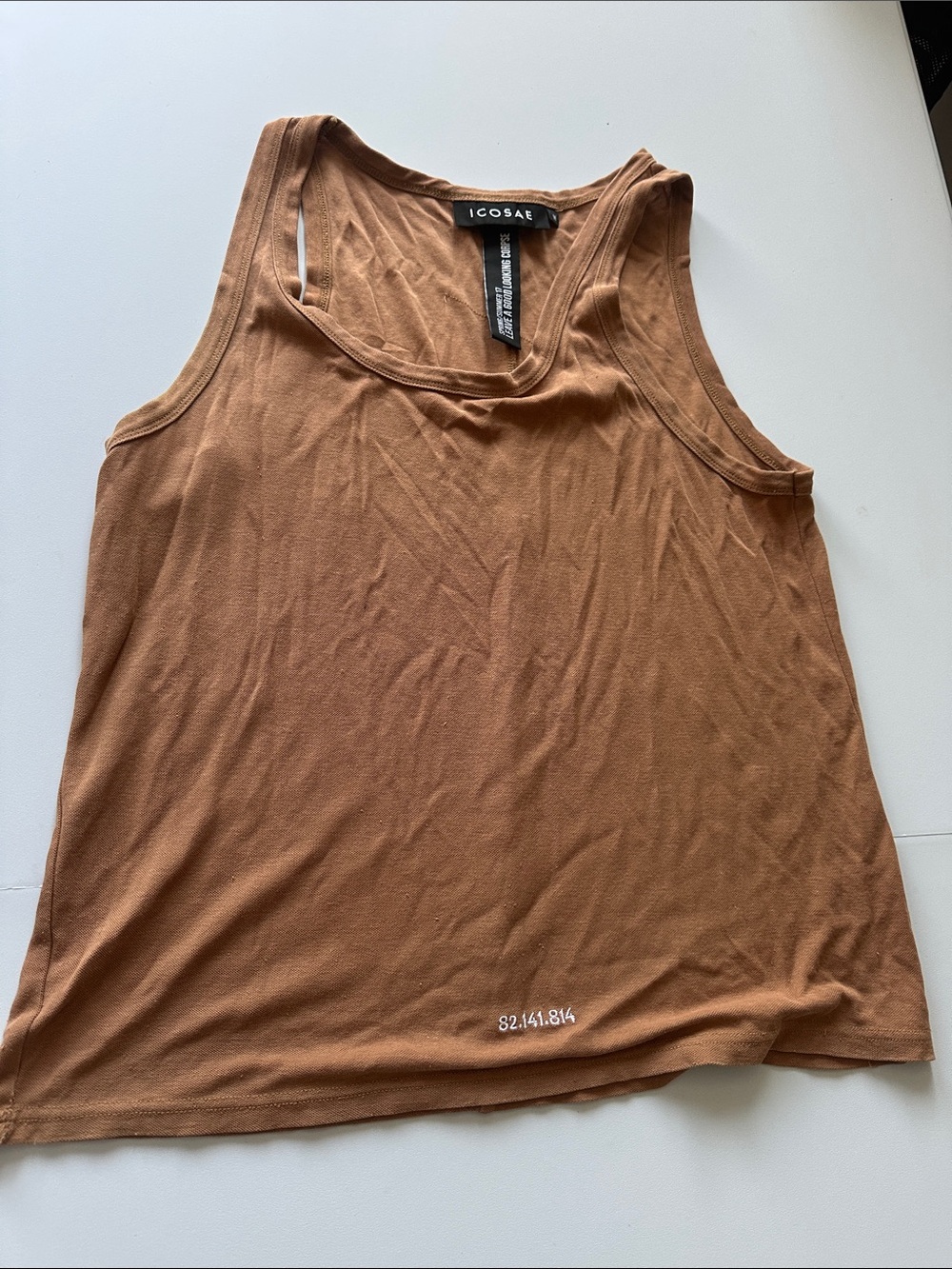 L—UNISEX ICOSAE  Brown Scoop Neck Tank Top